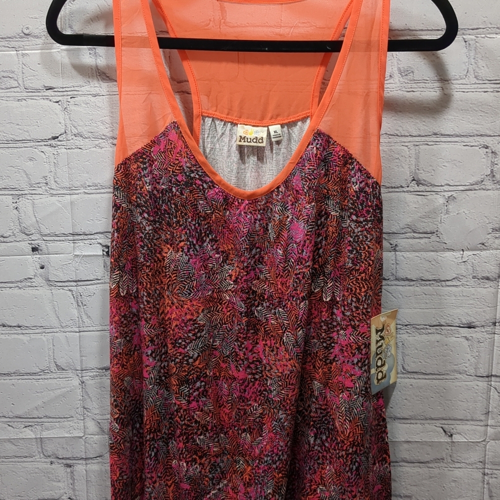 Mudd Pink and Orange Patterned Tank Top
